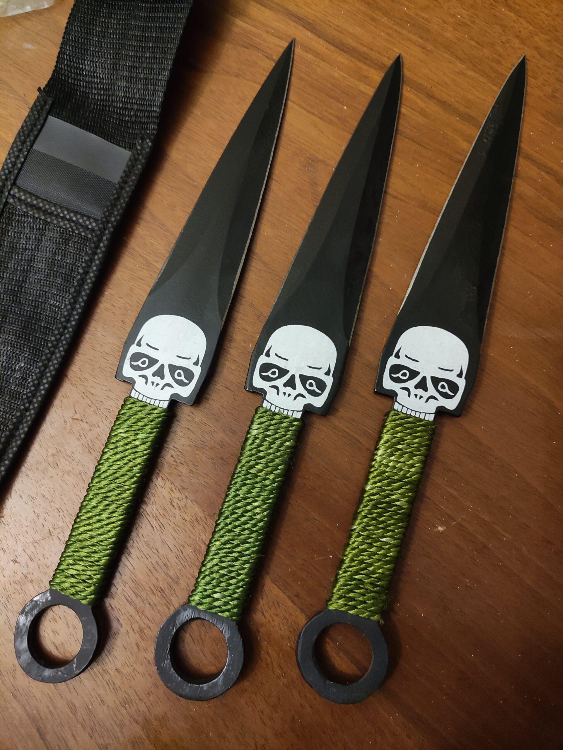 Ninja Kunai Throwing Knife 10 Inch Skull Knife Balance Blade 3 pcs Set